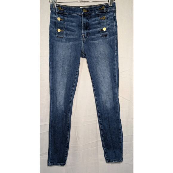 Frame Jeans Womens 26 Blue Le High Skinny Jeans Medium Wash Casual Edgy Moto - Picture 3 of 7